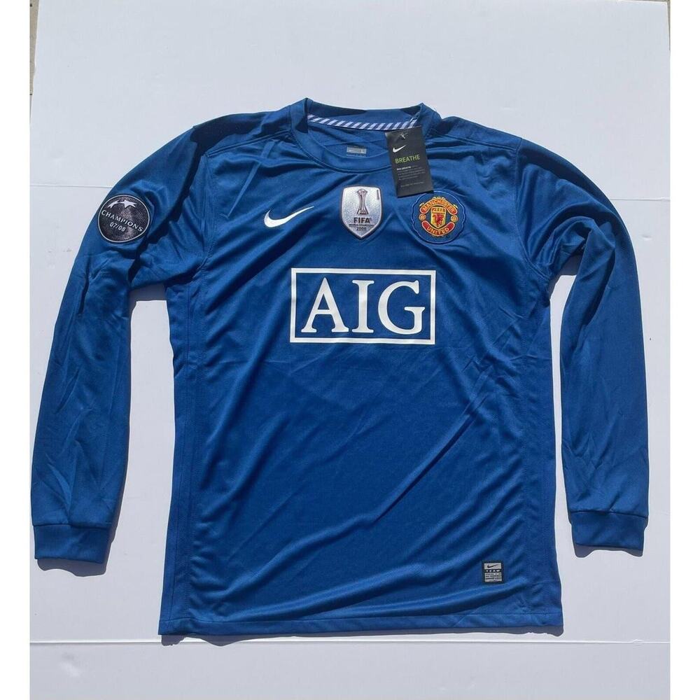 Cristiano Ronaldo 2008-2009 Away Blue Manchester United UCL Long Sleeve Jerse